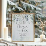 Elegant winter Mimosa bar Poster<br><div class="desc">Elegant winter Mimosa bar Poster. Blue eucalyptus bridal shower Mimosa bar sign.
Matching items available.</div>
