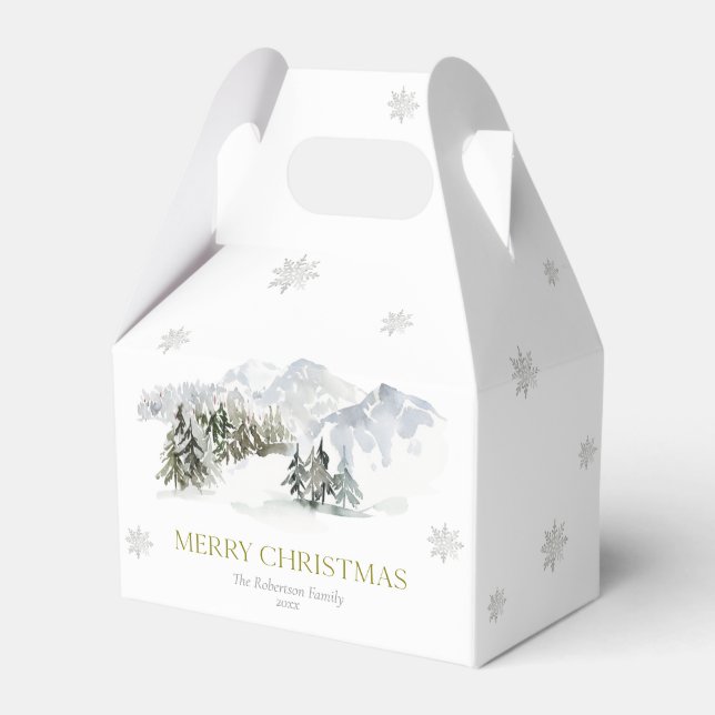 Elegant Winter Mountain Christmas Favour Box (Front Side)