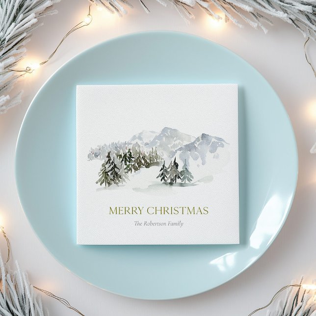 Elegant Winter Mountain Christmas Napkin (Creator Uploaded)