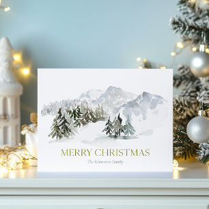 Elegant Winter Mountain Christmas Postcard