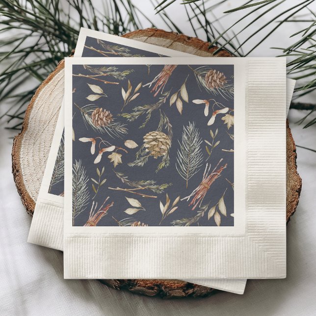 Elegant Winter Napkins with Pinecones (Creator Uploaded)
