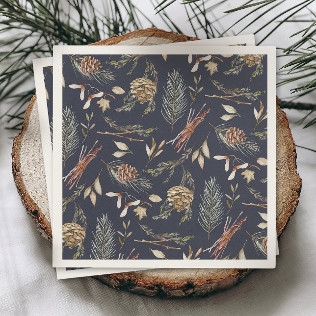 Elegant Winter Napkins with Pinecones (Creator Uploaded)