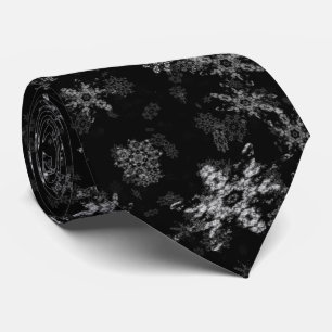 Elegant Winter night snowfall black white Tie