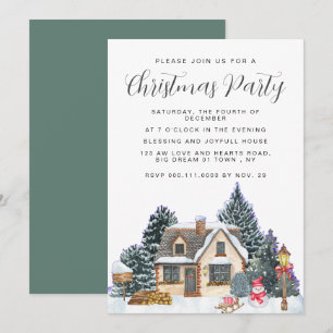 Elegant Winter Nostalgic Vintage Christmas Party Invitation