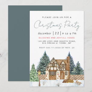 Elegant Winter Nostalgic Vintage Christmas Party Invitation