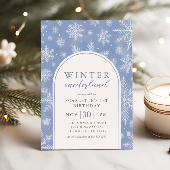 Elegant Winter Onederland First Birthday Invitation (Creator Uploaded)