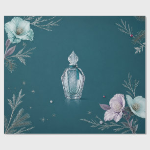 Elegant Winter Perfume Teal Christmas Wrapping Pap Paper