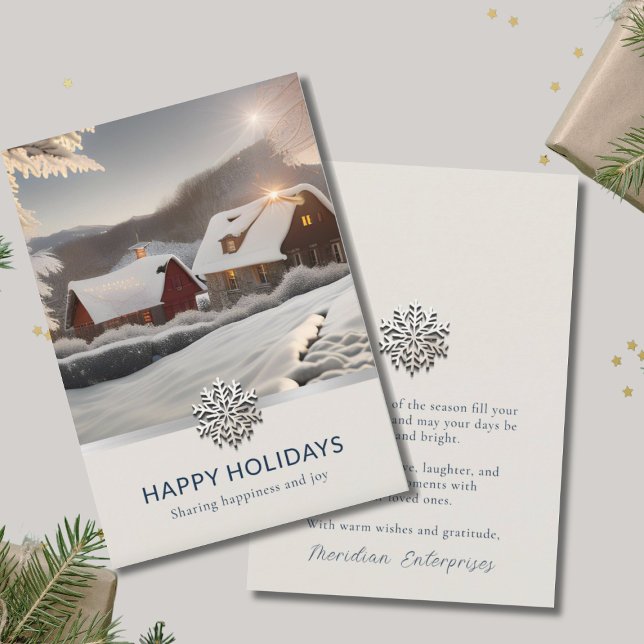 Elegant Winter Photo Business Holiday Card (Creator Uploaded)