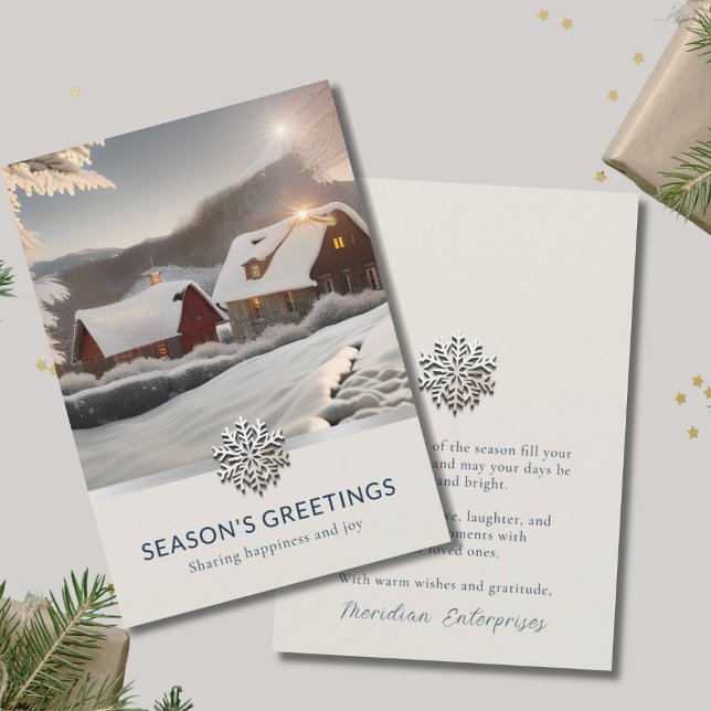Elegant Winter Photo Business Holiday Card (Creator Uploaded)