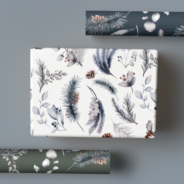 Elegant Winter Pine Botanicals Holiday Wrapping Paper Sheet (Creator Uploaded)