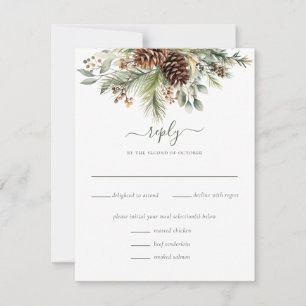 Elegant Winter Pine Greenery RSVP Card
