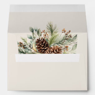 Elegant Winter Pine Greenery Wedding Envelope