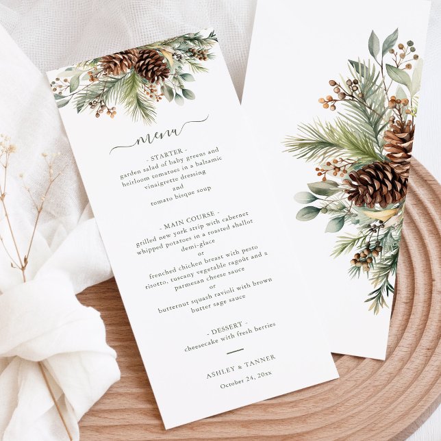Elegant Winter Pine Greenery Wedding  Menu (Creator Uploaded)