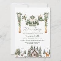 Elegant Winter Pine Tree Clothes Line Baby Shower