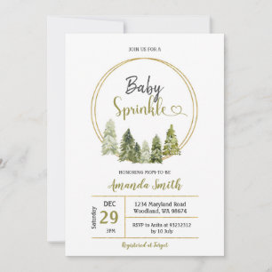 Elegant Winter Pine Tree Forest Baby Sprinkle Invitation