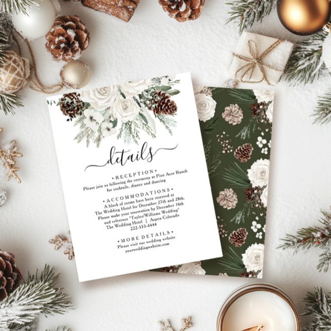 Elegant Winter Pine Wedding Enclosure Card (Creator Uploaded)