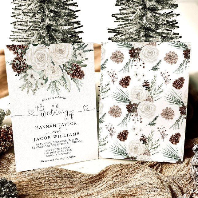 Elegant Winter Pine Wedding  Invitation (Creator Uploaded)