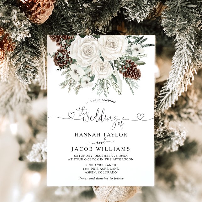 Elegant Winter Pine Wedding  Invitation (Creator Uploaded)