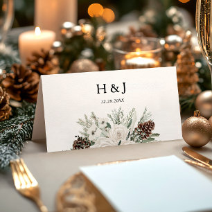 Elegant Winter Pine Wedding Place Card