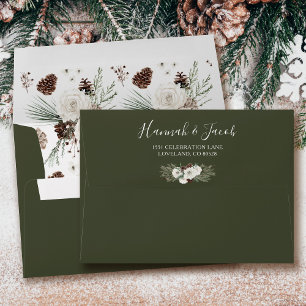 Elegant Winter Pine Wedding Return Address Envelope