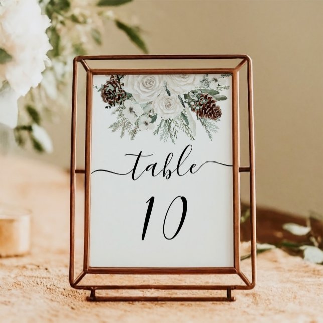 Elegant Winter Pine Wedding  Table Number (Creator Uploaded)