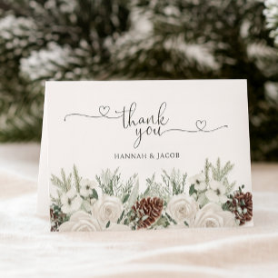 Elegant Winter Pine Wedding Thank You Card