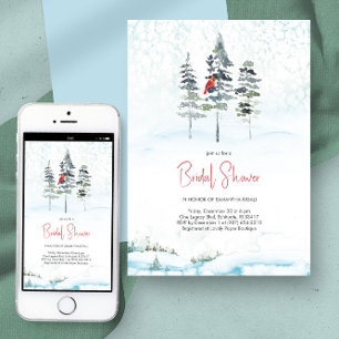 Elegant Winter Pines Christmas Bridal Shower Invitation