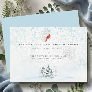 Elegant Winter Pines Watercolor Wedding Invitation