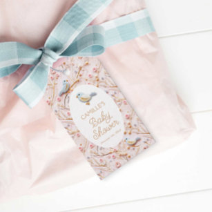 Elegant Winter Pink Floral Girl Baby Shower Gift Tags