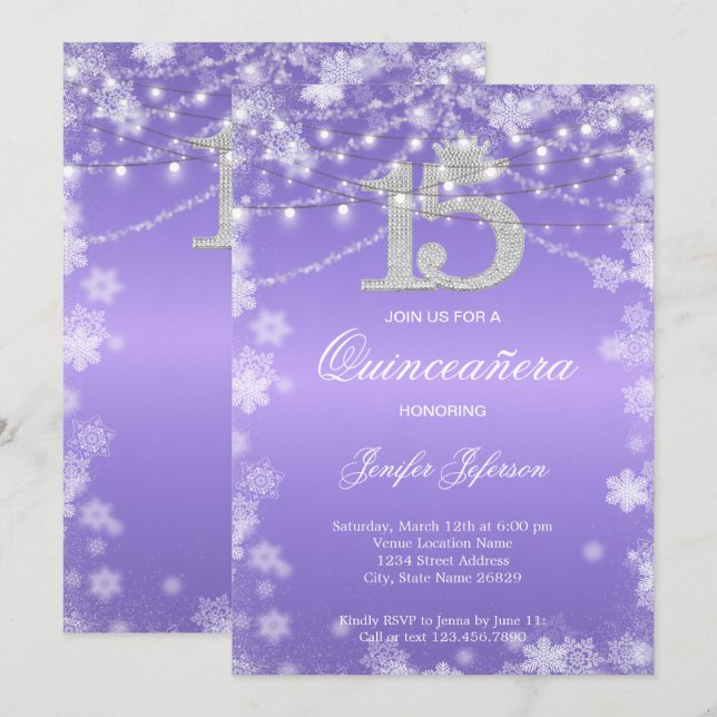 Elegant winter Quinceanera Invitation (Front/Back)
