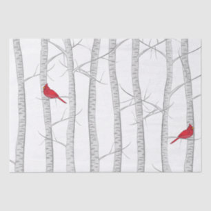 Elegant Winter Red Cardinal Botanical Woodland Tissue Paper