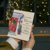 Elegant Winter Red Door Logo Open House Christmas