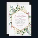 Elegant Winter Red Gold Christmas Bridal Shower Invitation<br><div class="desc">Elegant Winter Red Gold Christmas Bridal Shower Invitation</div>