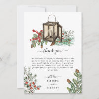 Elegant Winter Rustic Pine Trees Lantern Wedding