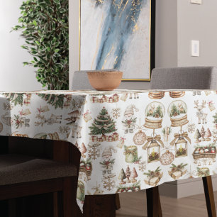 Elegant Winter Scene with Bird and Ornaments Tablecloth