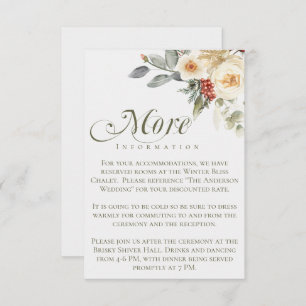 Elegant Winter Script Calligraphy Floral Wedding Enclosure Card