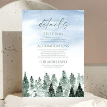 Elegant Winter Snow Pine Trees Wedding Details
