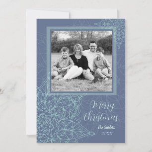 Elegant Winter Snowflake Design With Photo Holiday Card