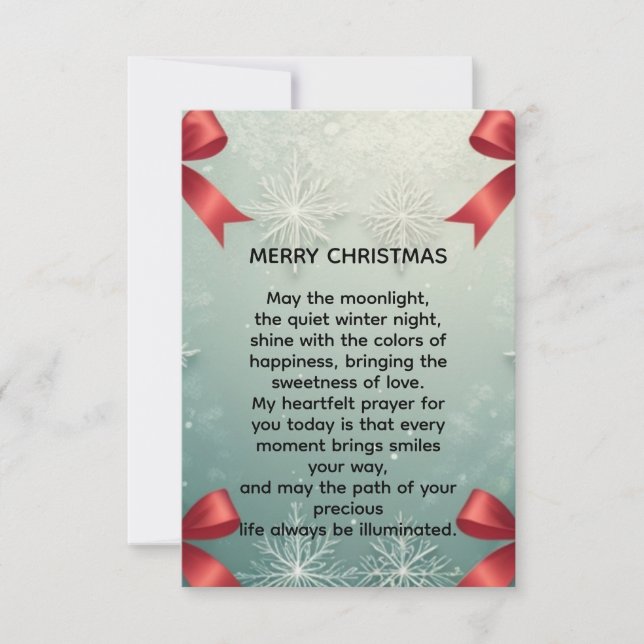 Elegant Winter Snowflake Frame with Red Bows Announcement (Front)