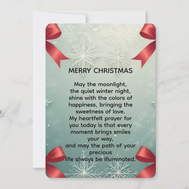 Elegant Winter Snowflake Frame with Red Bows Holiday Card (Front)