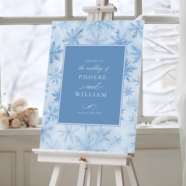 Elegant Winter Snowflake Periwinkle Wedding Sign (Creator Uploaded)