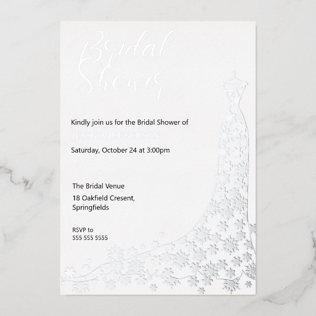 Elegant Winter Snowflakes Bridal Shower Invitation (Front)