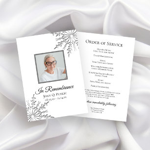 Elegant Winter Snowflakes Funeral Service Programme