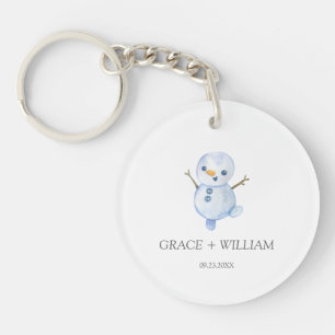Elegant Winter Snowflakes wedding Key Ring