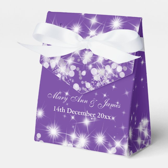 Elegant Winter Sparkle Purple Favour Box (Front Side)