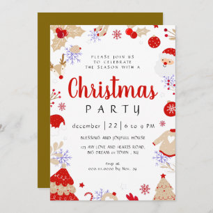 Elegant Winter Traditional Christmas Party Invitation
