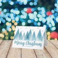Elegant Winter Trees Custom Blue Merry Christmas