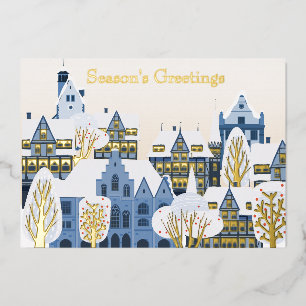 Elegant Winter Village Business Christmas Gold