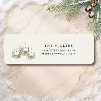 Elegant Winter Village Watercolor Christmas