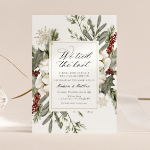 Elegant Winter We Tied the Knot Wedding Reception Invitation